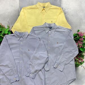 Polo Ralph Lauren 90s Vintage (3) Shirt Bundle Cotton Button Front Shirt Size XL